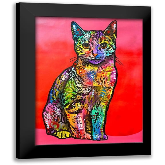 Dean Russo Collection 12x14 Black Modern Framed Museum Art Print Titled - Loving Cat
