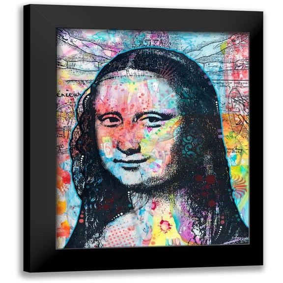 Dean Russo Collection 12x14 Black Modern Framed Museum Art Print Titled - Mona Lisa with David on Top