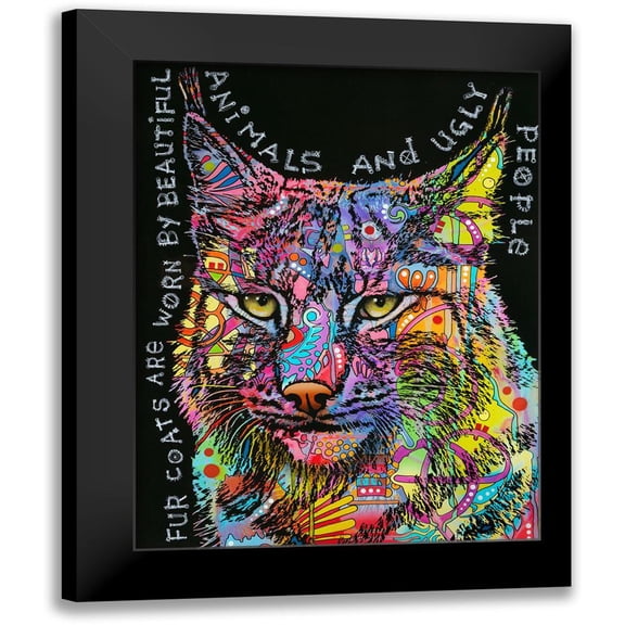 Dean Russo Collection 12x14 Black Modern Framed Museum Art Print Titled - Psychedelic Bobcat