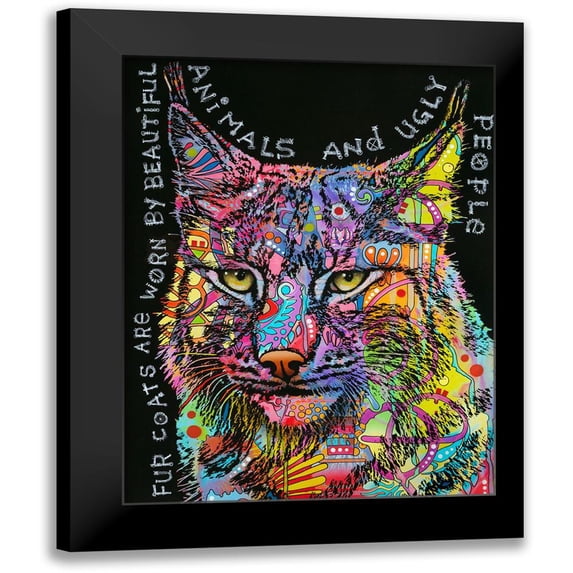Dean Russo Collection 12x14 Black Modern Framed Museum Art Print Titled - Psychedelic Bobcat