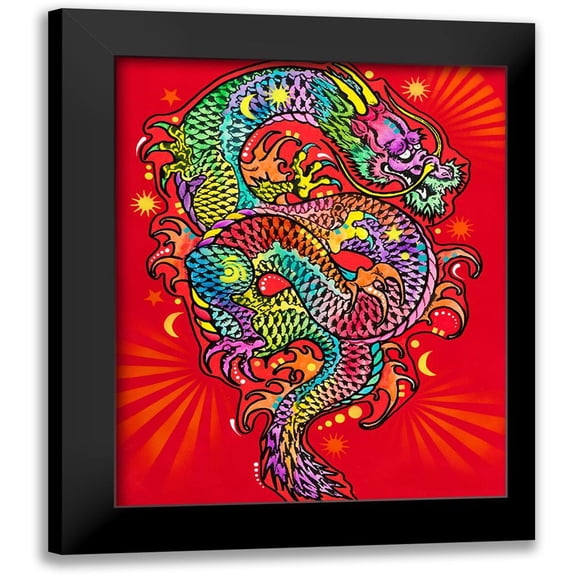 Dean Russo Collection 12x14 Black Modern Framed Museum Art Print Titled - Red Dragon