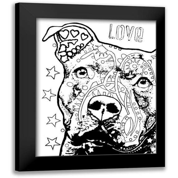 Dean Russo Collection 12x14 Black Modern Framed Museum Art Print Titled - Thoughtful Pitbull CB 1