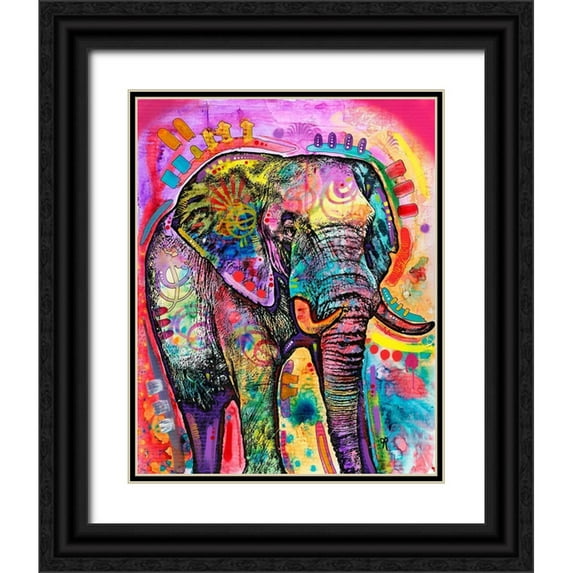 Dean Russo Collection 12x14 Black Ornate Wood Framed with Double Matting Museum Art Print Titled - Elephant in Charge