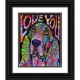thumbnail image 1 of Dean Russo Collection 12x14 Black Ornate Wood Framed with Double Matting Museum Art Print Titled - Love You Basset, 1 of 4