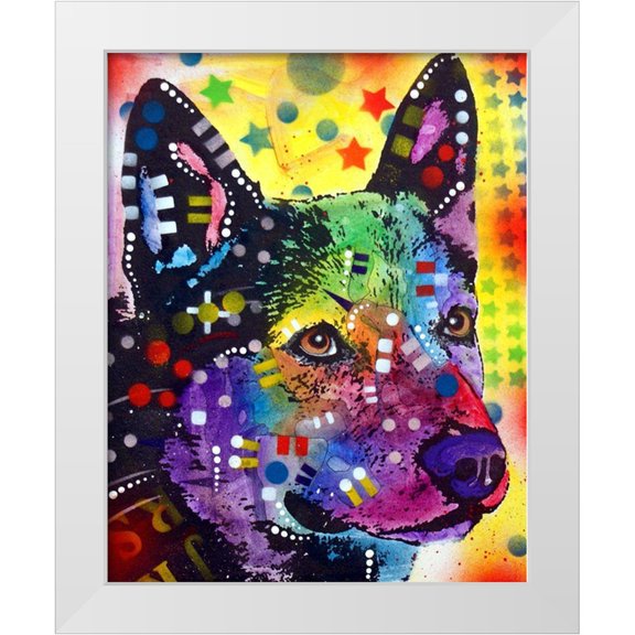 Dean Russo Collection 12x14 White Modern Wood Framed Museum Art Print Titled - Aus Cattle Dog