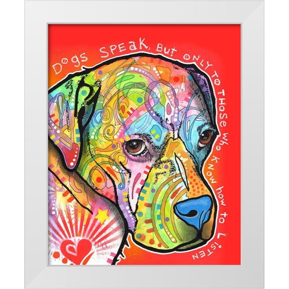 Dean Russo Collection 12x14 White Modern Wood Framed Museum Art Print Titled - Dogs Speak