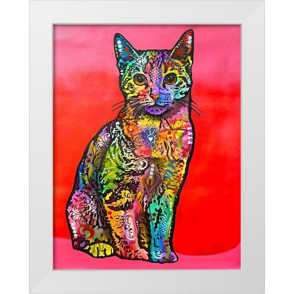 Dean Russo Collection 12x14 White Modern Wood Framed Museum Art Print Titled - Loving Cat
