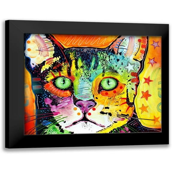 Dean Russo Collection 14x12 Black Modern Framed Museum Art Print Titled - Straight Cat