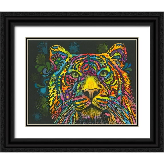 Dean Russo Collection 14x12 Black Ornate Wood Framed with Double Matting Museum Art Print Titled - Tiger
