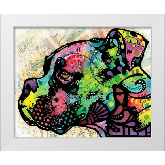 Dean Russo Collection 14x12 White Modern Wood Framed Museum Art Print Titled - Profile Boxer Deco