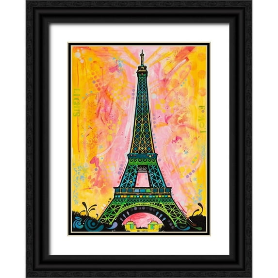 Dean Russo Collection 14x18 Black Ornate Wood Framed with Double Matting Museum Art Print Titled - Eiffel ALI