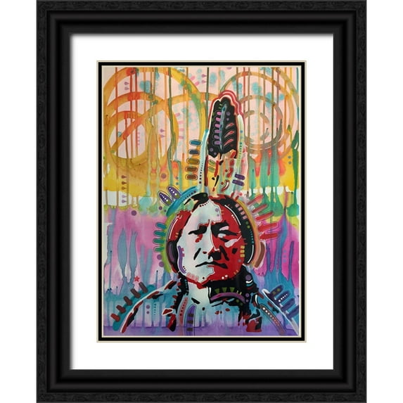 Dean Russo Collection 14x18 Black Ornate Wood Framed with Double Matting Museum Art Print Titled - Sitting Bull purple