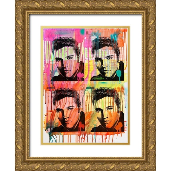 Dean Russo Collection 14x18 Gold Ornate Wood Framed with Double Matting Museum Art Print Titled - Elvis 4