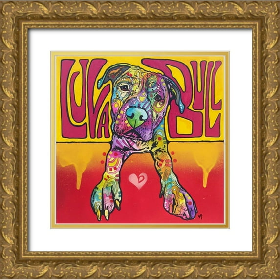 Dean Russo Collection 15x15 Gold Ornate Wood Framed with Double Matting Museum Art Print Titled - Luva Bull