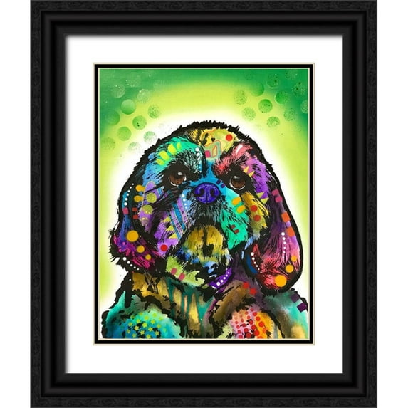 Dean Russo Collection 15x18 Black Ornate Wood Framed with Double Matting Museum Art Print Titled - Kinda Shih Tzu