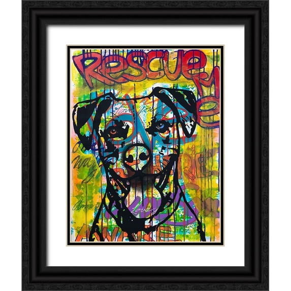 Dean Russo Collection 15x18 Black Ornate Wood Framed with Double Matting Museum Art Print Titled - Rescue Me