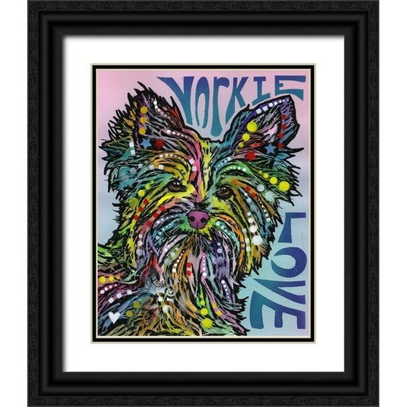 Dean Russo Collection 15x18 Black Ornate Wood Framed with Double Matting Museum Art Print Titled - Yorkie Luv