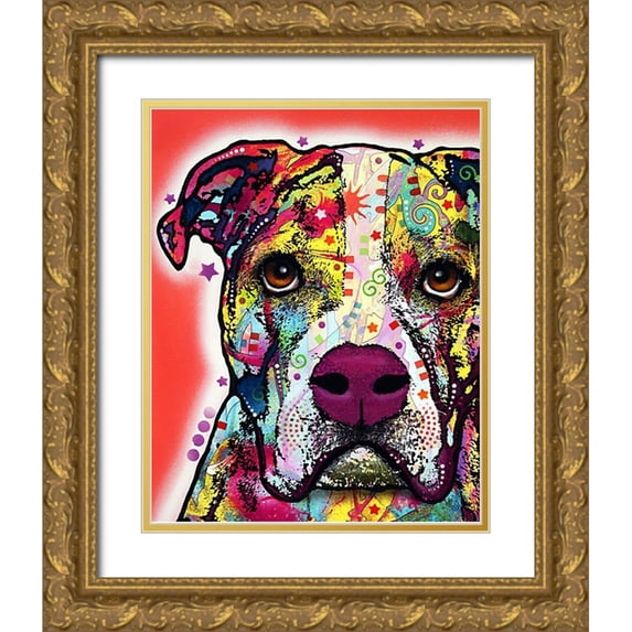 Dean Russo Collection 15x18 Gold Ornate Wood Framed with Double Matting Museum Art Print Titled - American Bulldog