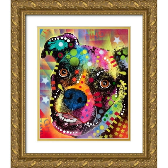 Dean Russo Collection 15x18 Gold Ornate Wood Framed with Double Matting Museum Art Print Titled - Boxer Cubism 2