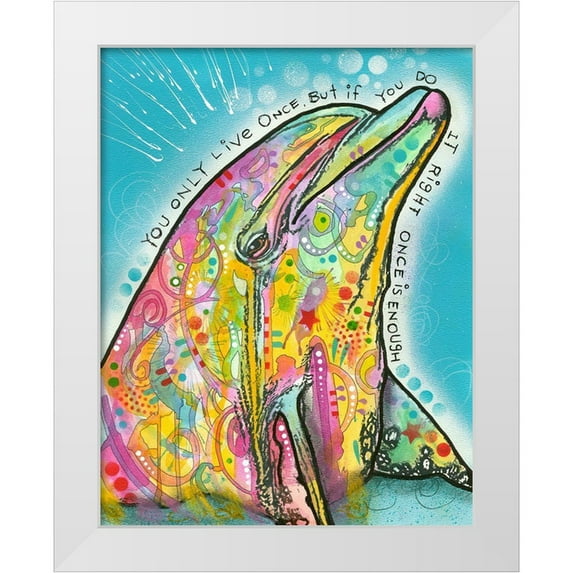 Dean Russo Collection 15x18 White Modern Wood Framed Museum Art Print Titled - Dolphin