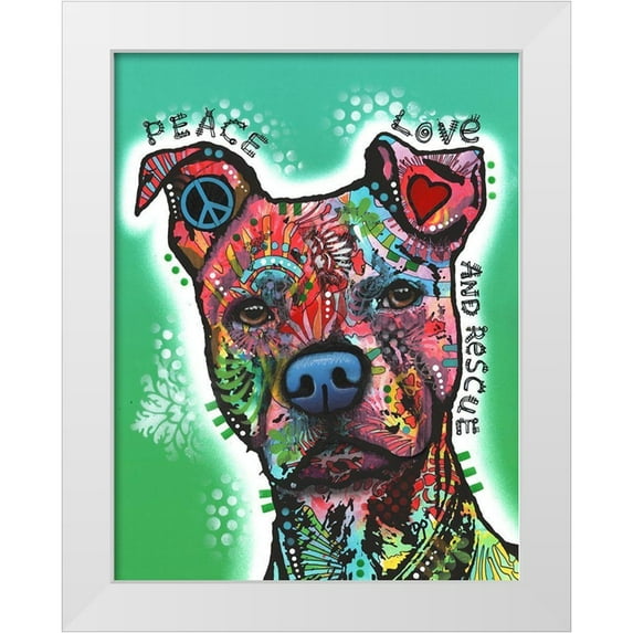 Dean Russo Collection 15x18 White Modern Wood Framed Museum Art Print Titled - Peace-Love-and Rescue