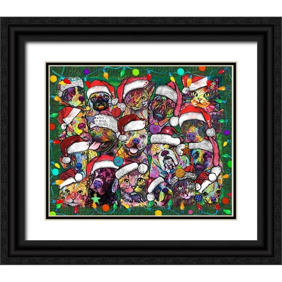 Dean Russo Collection 17x15 Black Ornate Wood Framed with Double Matting Museum Art Print Titled - Christmas Collage
