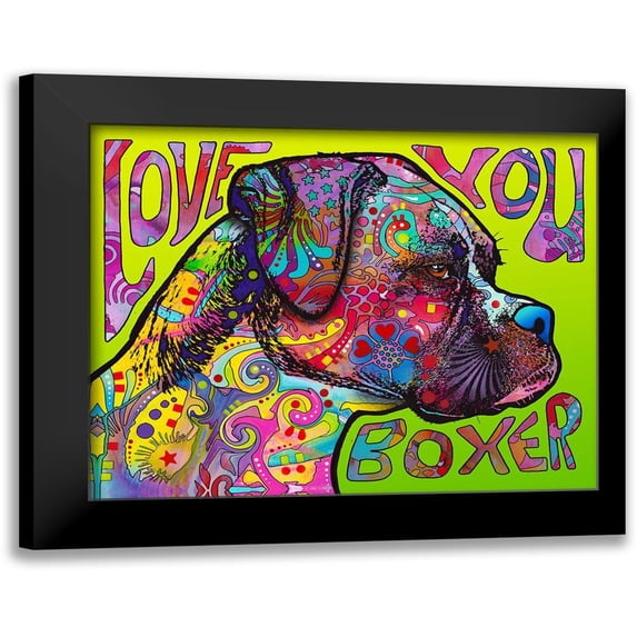 Dean Russo Collection 18x15 Black Modern Framed Museum Art Print Titled - Love You Boxer