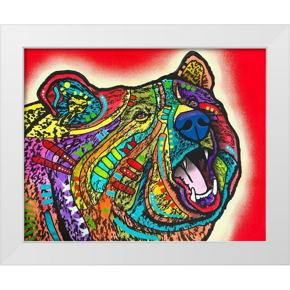 Dean Russo Collection 18x15 White Modern Wood Framed Museum Art Print Titled - Roaring Bear