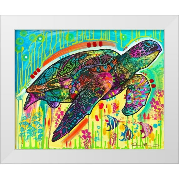 Dean Russo Collection 18x15 White Modern Wood Framed Museum Art Print Titled - Sea Turtle