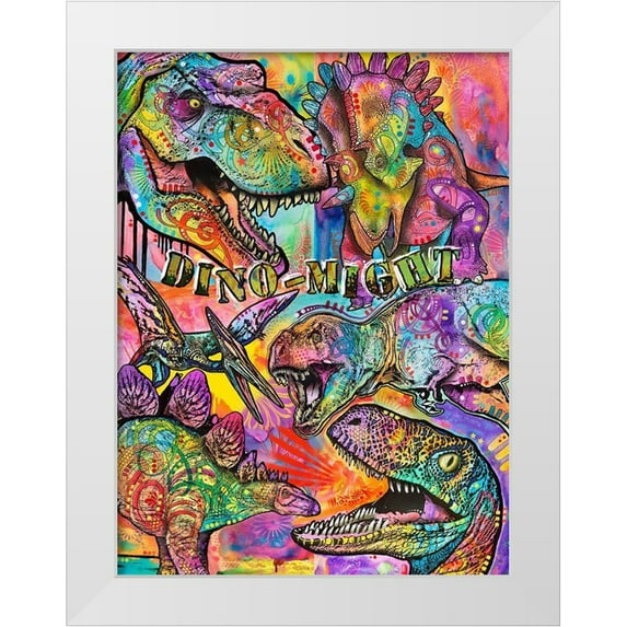 Dean Russo Collection 19x24 White Modern Wood Framed Museum Art Print Titled - Dino - Might