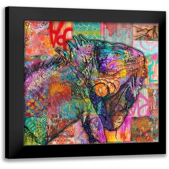 Dean Russo Collection 20x20 Black Modern Framed Museum Art Print Titled - Iguana