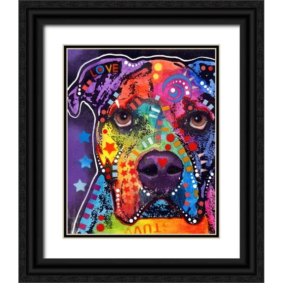 Dean Russo Collection 20x24 Black Ornate Wood Framed with Double Matting Museum Art Print Titled - American Bulldog 121609