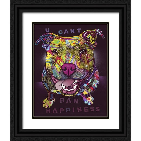Dean Russo Collection 20x24 Black Ornate Wood Framed with Double Matting Museum Art Print Titled - U Cant Ban Happiness