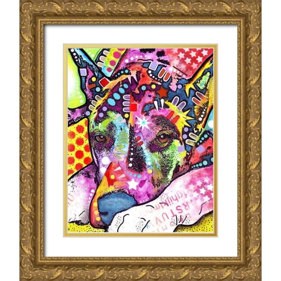 Dean Russo Collection 20x24 Gold Ornate Wood Framed with Double Matting Museum Art Print Titled - Lying Dane