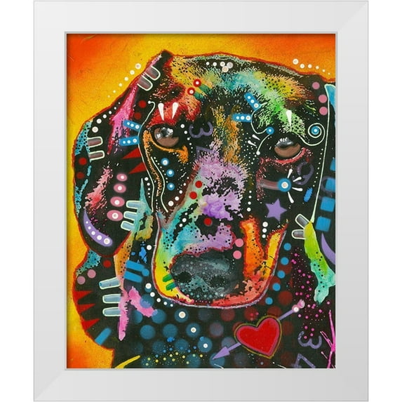 Dean Russo Collection 20x24 White Modern Wood Framed Museum Art Print Titled - Brilliant Dachshund