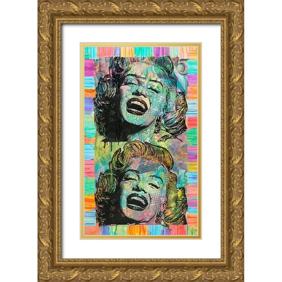 Dean Russo Collection 21x32 Gold Ornate Wood Framed with Double Matting Museum Art Print Titled - Two Marilyns
