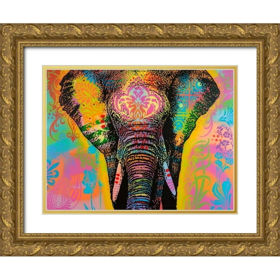 Dean Russo Collection 24x19 Gold Ornate Wood Framed with Double Matting Museum Art Print Titled - Eleph