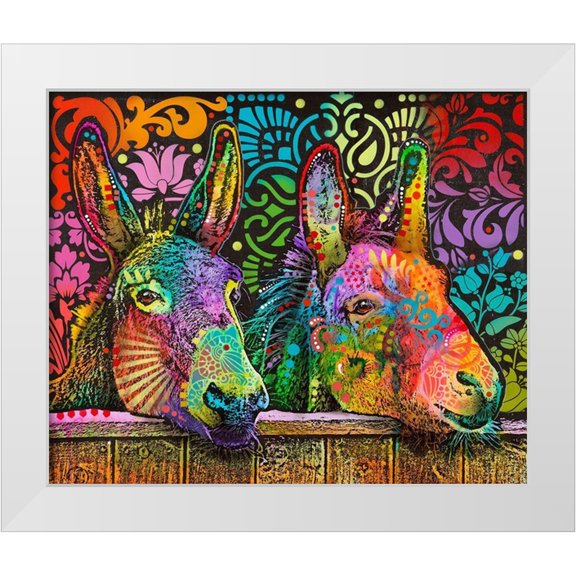 Dean Russo Collection 24x20 White Modern Wood Framed Museum Art Print Titled - Donkeys