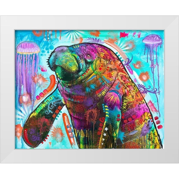 Dean Russo Collection 24x20 White Modern Wood Framed Museum Art Print Titled - Manatee