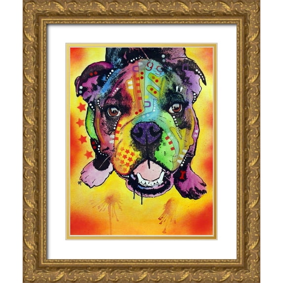 Dean Russo Collection 25x32 Gold Ornate Wood Framed with Double Matting Museum Art Print Titled - Baby Bulldog