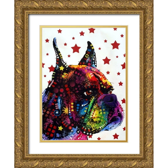 Dean Russo Collection 25x32 Gold Ornate Wood Framed with Double Matting Museum Art Print Titled - Profile Boxer 2