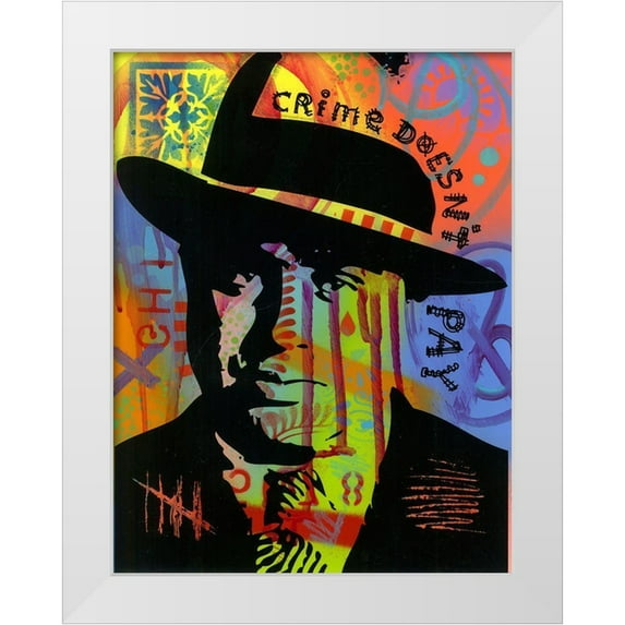 Dean Russo Collection 25x32 White Modern Wood Framed Museum Art Print Titled - Crime Doesnt Pay