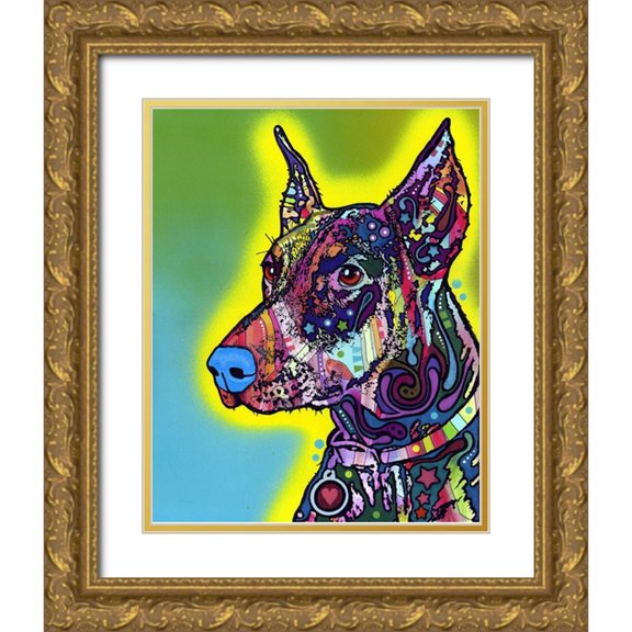Dean Russo Collection 26x32 Gold Ornate Wood Framed with Double Matting Museum Art Print Titled - Doberman