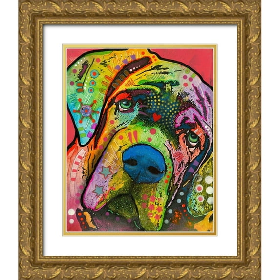 Dean Russo Collection 26x32 Gold Ornate Wood Framed with Double Matting Museum Art Print Titled - Mastiff