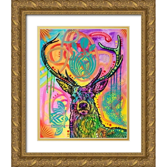 Dean Russo Collection 26x32 Gold Ornate Wood Framed with Double Matting Museum Art Print Titled - Stag