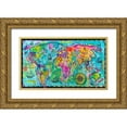 thumbnail image 1 of Dean Russo Collection 32x20 Gold Ornate Wood Framed with Double Matting Museum Art Print Titled - World Map, 1 of 4
