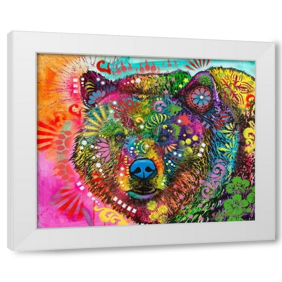 Dean Russo Collection 4x14 White Modern Wood Framed Wall Art Titled - Hunky Bear 2