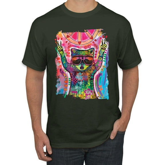 Dean Russo Cosmic Panda Animal Lover Men's Graphic T-Shirt, Forest Green, Small