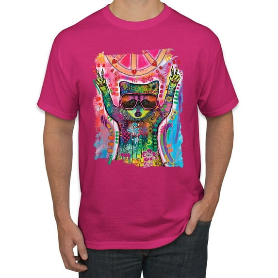 Dean Russo Cosmic Panda Animal Lover Men's Graphic T-Shirt, Fuschia, 3X-Large