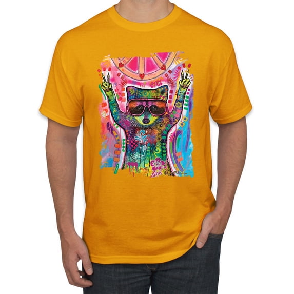Dean Russo Cosmic Panda Animal Lover Men's Graphic T-Shirt, Gold, 4X-Large